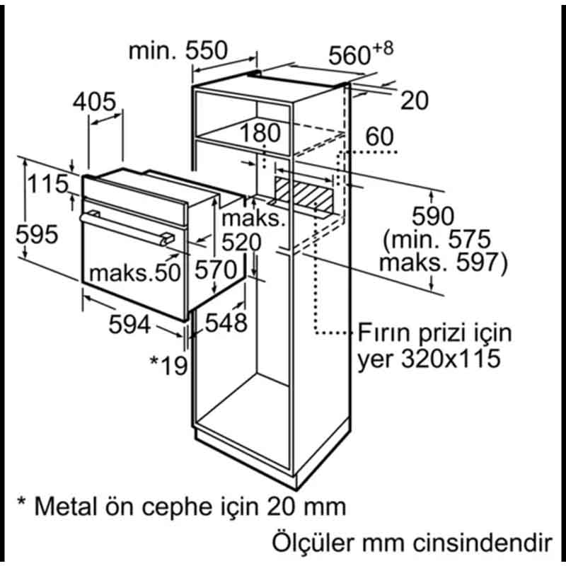 Bosch HBF514BS0T 66 Lt. Inox Ankastre Fırın Bosch HBF514BS0T 66 Lt. Inox Ankastre Fırın