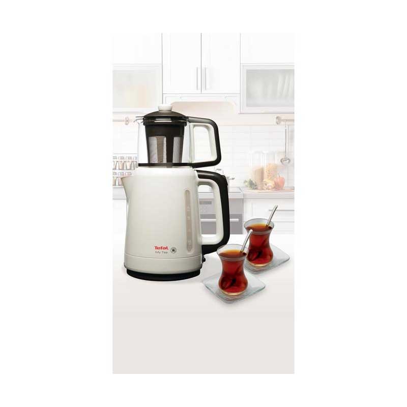 Tefal My Tea Beyaz 1500 W Cam Demlikli Çay Makinesi Tefal My Tea Beyaz 1500 W Cam Demlikli Çay Makinesi