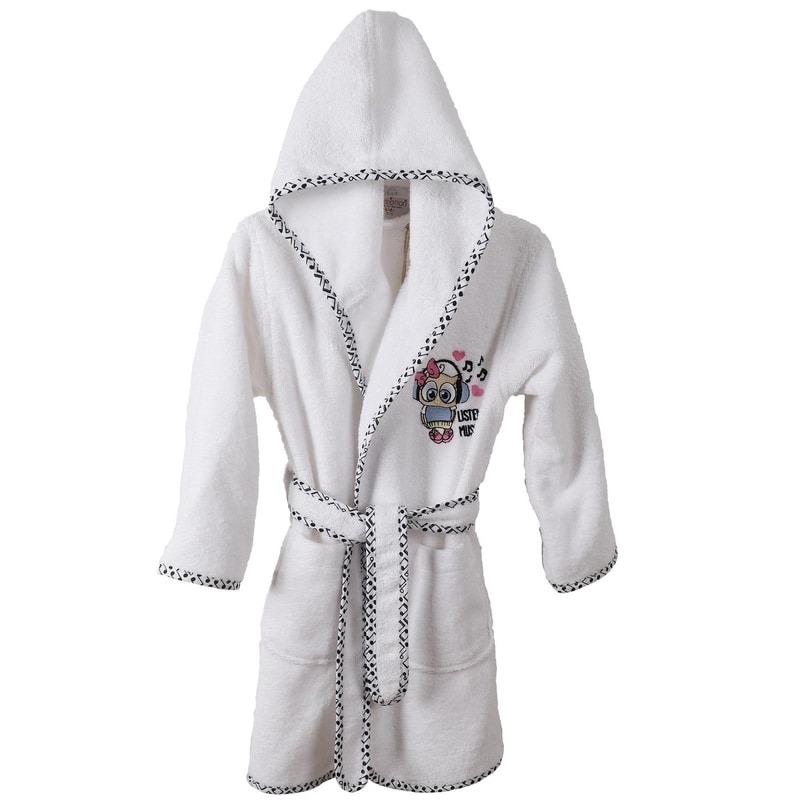 Ecocotton Organik Pamuk 5-6 Yaş Çocuk Bornoz - Melodica Beyaz 