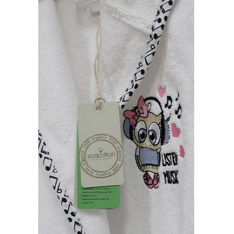 Ecocotton Organik Pamuk 7-8 Yaş Çocuk Bornoz - Melodica Beyaz Ecocotton Organik Pamuk 7-8 Yaş Çocuk Bornoz - Melodica Beyaz