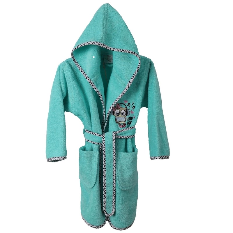 Ecocotton Organik Pamuk 7-8 Yaş Çocuk Bornoz - Melodica Mint 