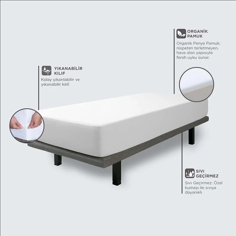 Yatsan Velfont Respira Organik Cotton Sıvı Geçirmez Alez 120x200 cm Yatsan Velfont Respira Organik Cotton Sıvı Geçirmez Alez 120x200 cm