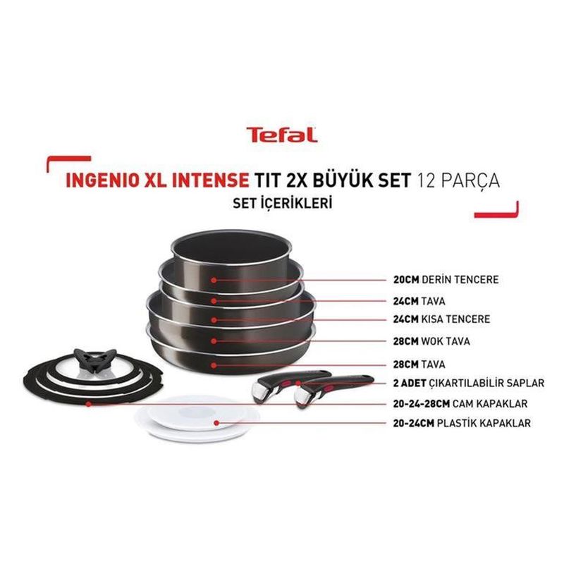 Tefal Ingenio XL Intense Titanyum 2X Büyük Set 12 Parça 2100129599 8.949,00  TL