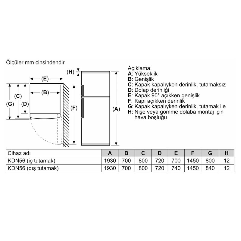 Bosch KDN56XWE0N Çift Kapılı No Frost Beyaz Buzdolabı Bosch KDN56XWE0N Çift Kapılı No Frost Beyaz Buzdolabı