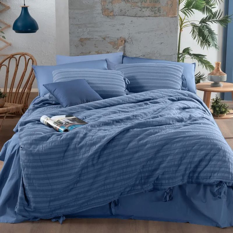 Sarev Mood Comfort Toledo Tek Kişilik Mavi Nevresim Takımı 160x220 cm Sarev Mood Comfort Toledo Tek Kişilik Mavi Nevresim Takımı 160x220 cm