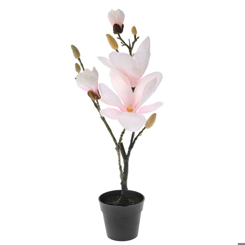 Euroflora HDYEN01131 Siyah Saksıda Yapay Manolya Pembe 50 cm 