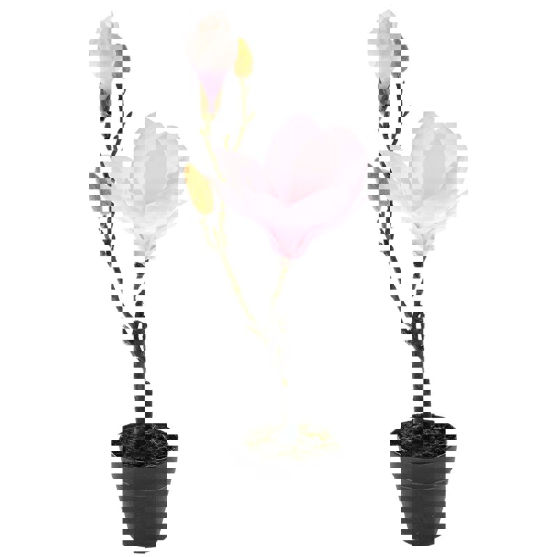 Euroflora HDYEN01132 Siyah Saksıda Yapay Manolya Pembe 40 cm 