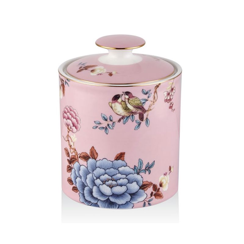  Lamedore 1LIN-CA014L Kavanoz Floral Pink Large Canister With Lid 12,5x16,5 cm