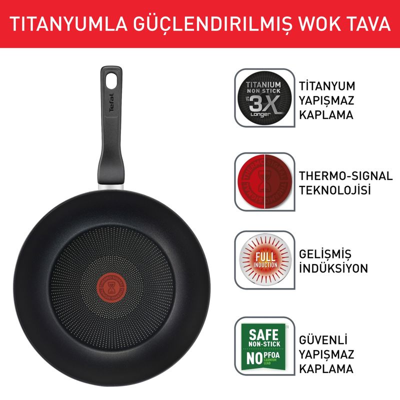 Tefal Titanyum Force 28cm Wok Tava 2100134004 Tefal Titanyum Force 28cm Wok Tava 2100134004