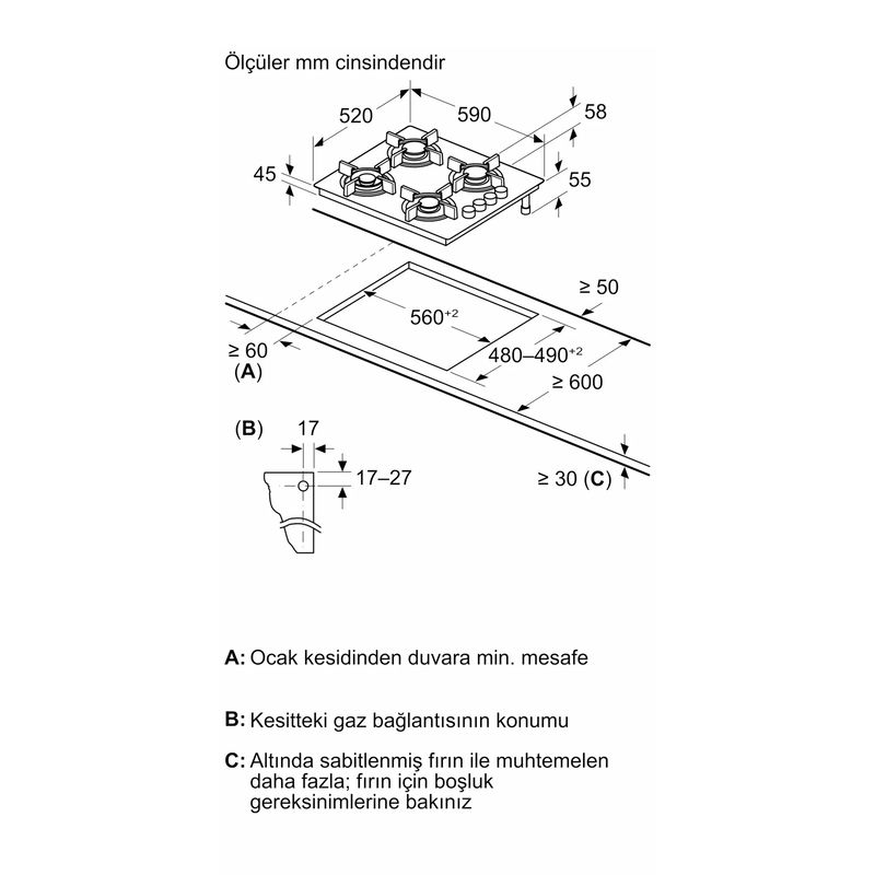 Profilo OE36K2P10D 60 cm Beyaz Cam Ankastre Ocak Profilo OE36K2P10D 60 cm Beyaz Cam Ankastre Ocak