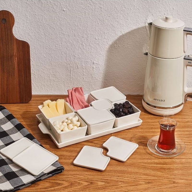 Aryıldız SC Tepsili Dikdörtgen Kahvaltılık 15 Parça Aryıldız SC Tepsili Dikdörtgen Kahvaltılık 15 Parça