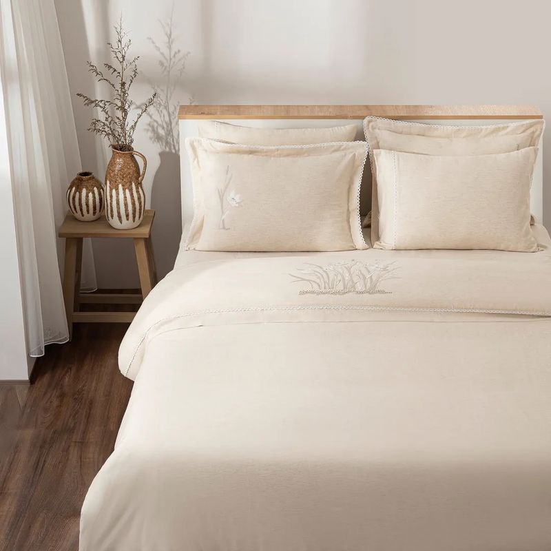 Ecocotton Mihra Çift Kişilik Bej Nevresim Takımı 200x220 cm 