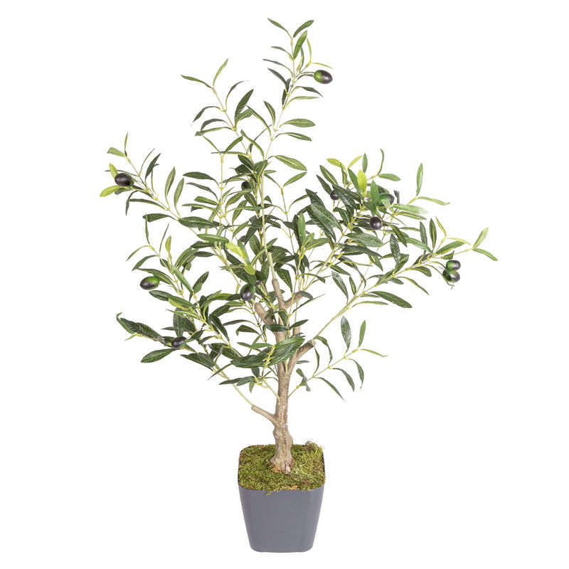 Euroflora HDYEN02604 Saksıda Yapay Zeytin Ağacı 306 Yaprak Yeşil 80 cm 