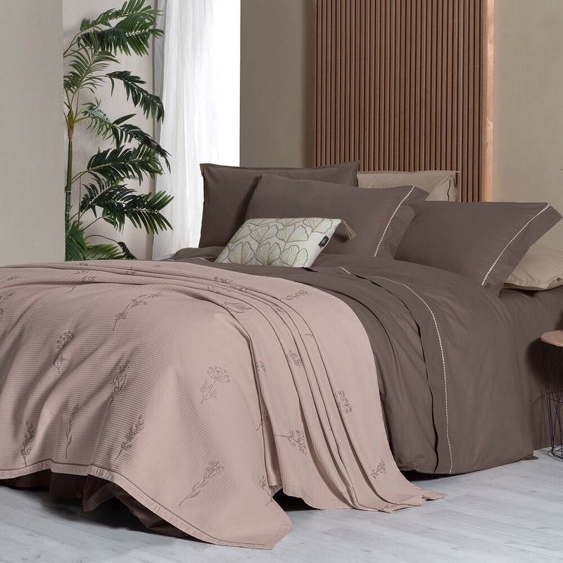 Sarev Eva Eldon Tek Kişilik Mocha Pike Ve Nevresim Takımı 160x220cm 