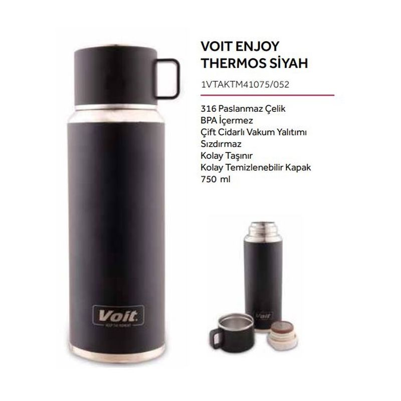 Voit Enjoy Thermos Siyah 750ML 1VTAKTM41075/052 Voit Enjoy Thermos Siyah 750ML 1VTAKTM41075/052