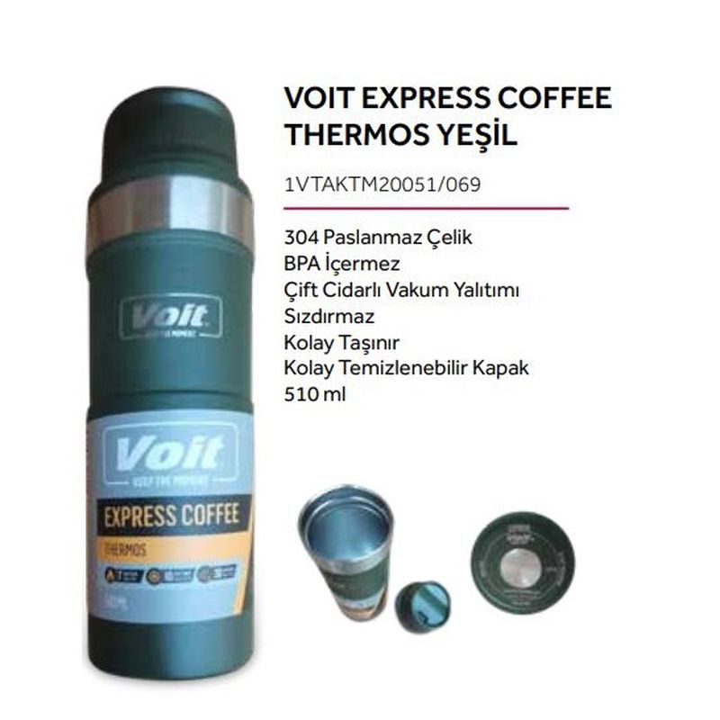 Voit Express Coffee Thermos Yeşil 510ML 1VTAKTM20051/069 Voit Express Coffee Thermos Yeşil 510ML 1VTAKTM20051/069