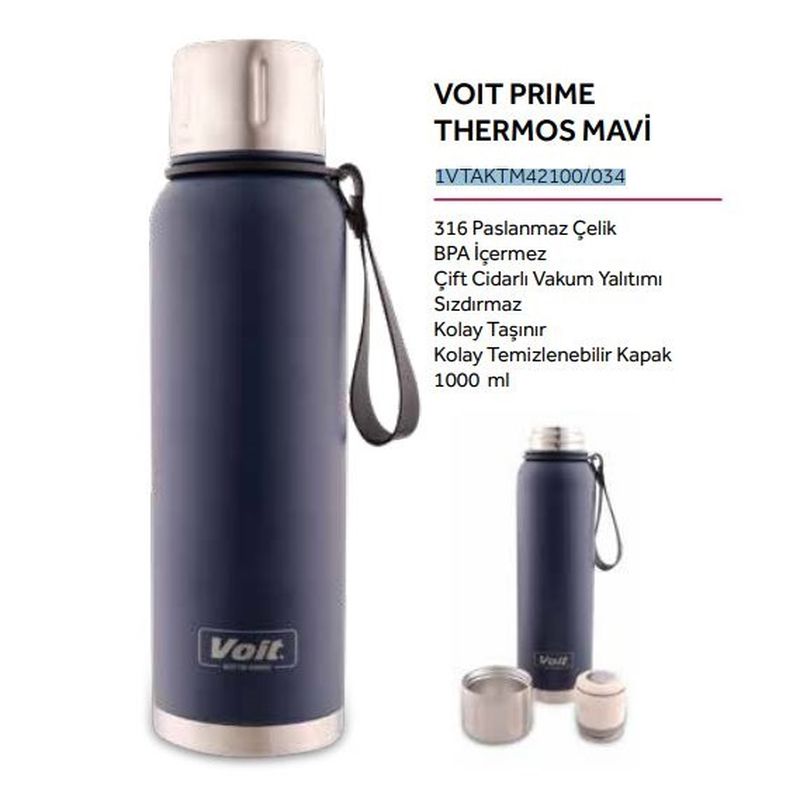 Voit Prime Thermos Mavi 1000ML 1VTAKTM42100/034 Voit Prime Thermos Mavi 1000ML 1VTAKTM42100/034