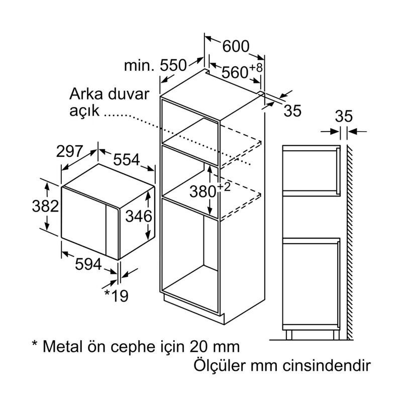 Bosch BFL524MH2 20 Lt. Black Inox Ankastre Mikrodalga Fırın Bosch BFL524MH2 20 Lt. Black Inox Ankastre Mikrodalga Fırın