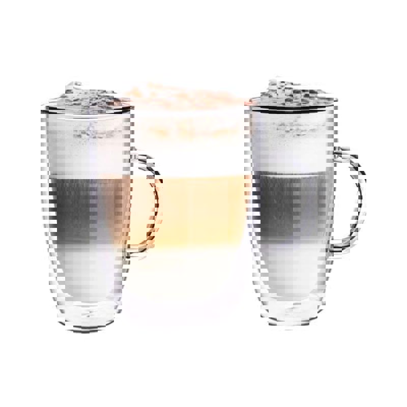 Leggno VTR7000DLGLT30 Vetro Çift Cidarlı Kulplu Latte Bardağı 2'li 300 ml 